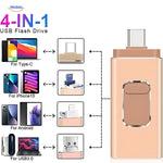 cle usb 4-en-1 avec connecteurs universels pour iPhone, Android, USB-A et USB-C