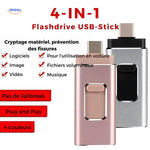 flashdrive 4-en-1 vue de face, design compact et portable pour stocker ses photos et vidéos