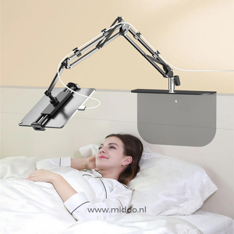 support flexarm au lit pour utilisation mains libres de la tablette, bras articulé réglable