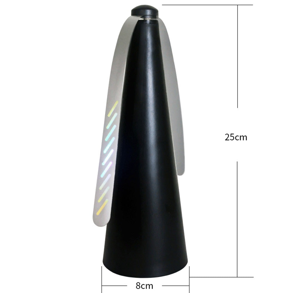 fly fan chasse-insectes noir avec dimensions indiquées pour évaluer la taille du produit