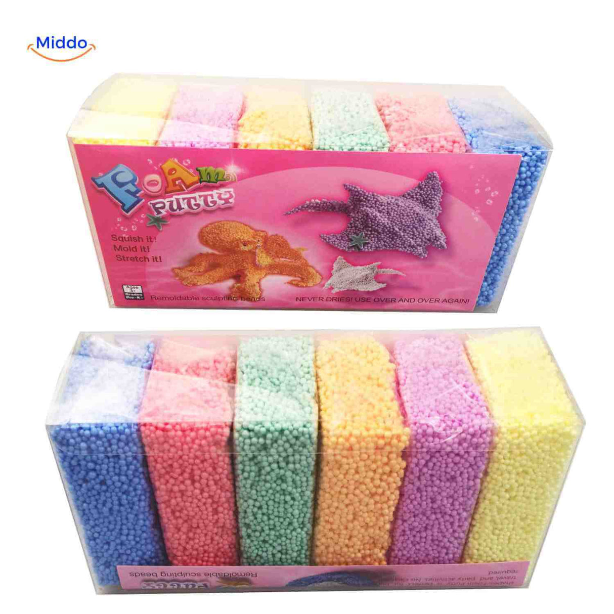 pack foam putty 8 couleurs pour enfants, pâte à modeler légère et malléable