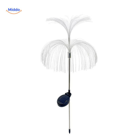 fontaine solaire fiber optic avec design floral épanoui illuminé pour jardin ou terrasse
