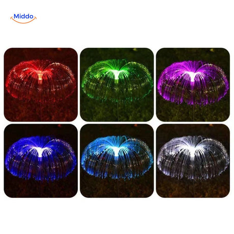 fontaine solaire fiber optic avec lampes multicolores pour un éclairage de jardin festif
