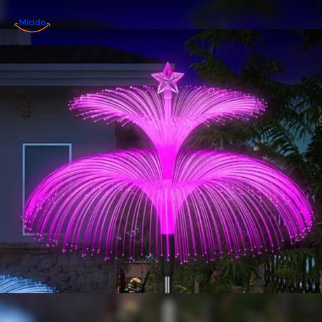 fontaine solaire avec sommet en étoile brillant et design décoratif lumineux pour extérieur