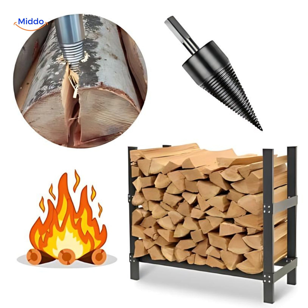 foret powersplit en action pour fendre du bois facilement sans hache