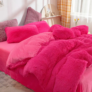 Parure de lit Teddy Fluffy en polaire, Fuchsia