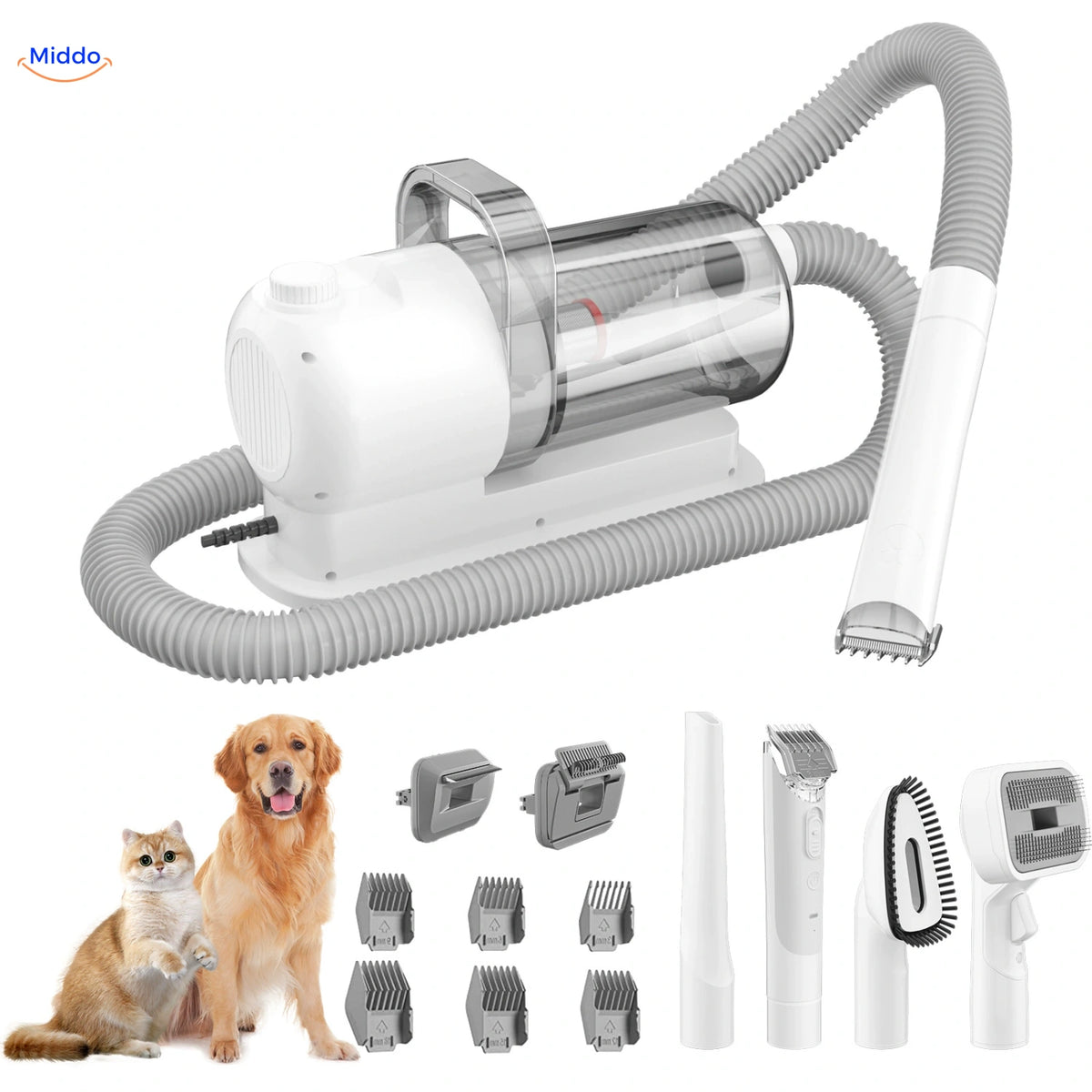 Furiva blanc avec tondeuse, brosses et sabots de toilettage