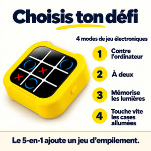 Quatre modes électroniques GameMaster : ordinateur, deux joueurs, mémoire et réflexes