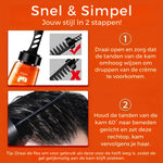 application du gel cheveux 2 en 1 avec le peigne fourni, geste de coiffage étape par étape