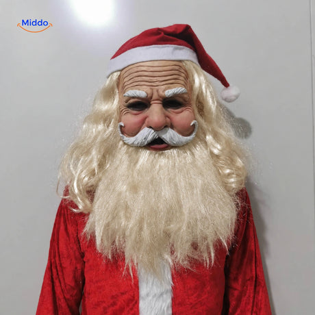 Masque Gerontix Père Noël classique avec cheveux et barbe blond doré