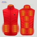 gilet chauffant rouge avec 10 zones de chaleur pour une couverture thermique maximale