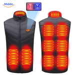 gilet chauffant usb avec 4 zones de chaleur principales illustrées sur le vêtement