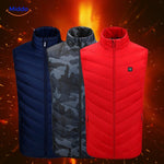 gilet chauffant avec 9 zones de chaleur en coloris bleu, vue de face