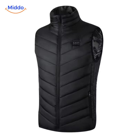 gilet chauffant avec 9 zones de chaleur réparties sur le corps, coloris noir