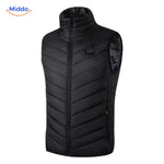 gilet chauffant avec 9 zones de chaleur réparties sur le corps, coloris noir