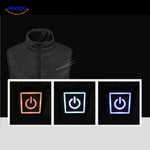 gros plan sur le bouton de réglage de température du gilet chauffant rechargeable usb
