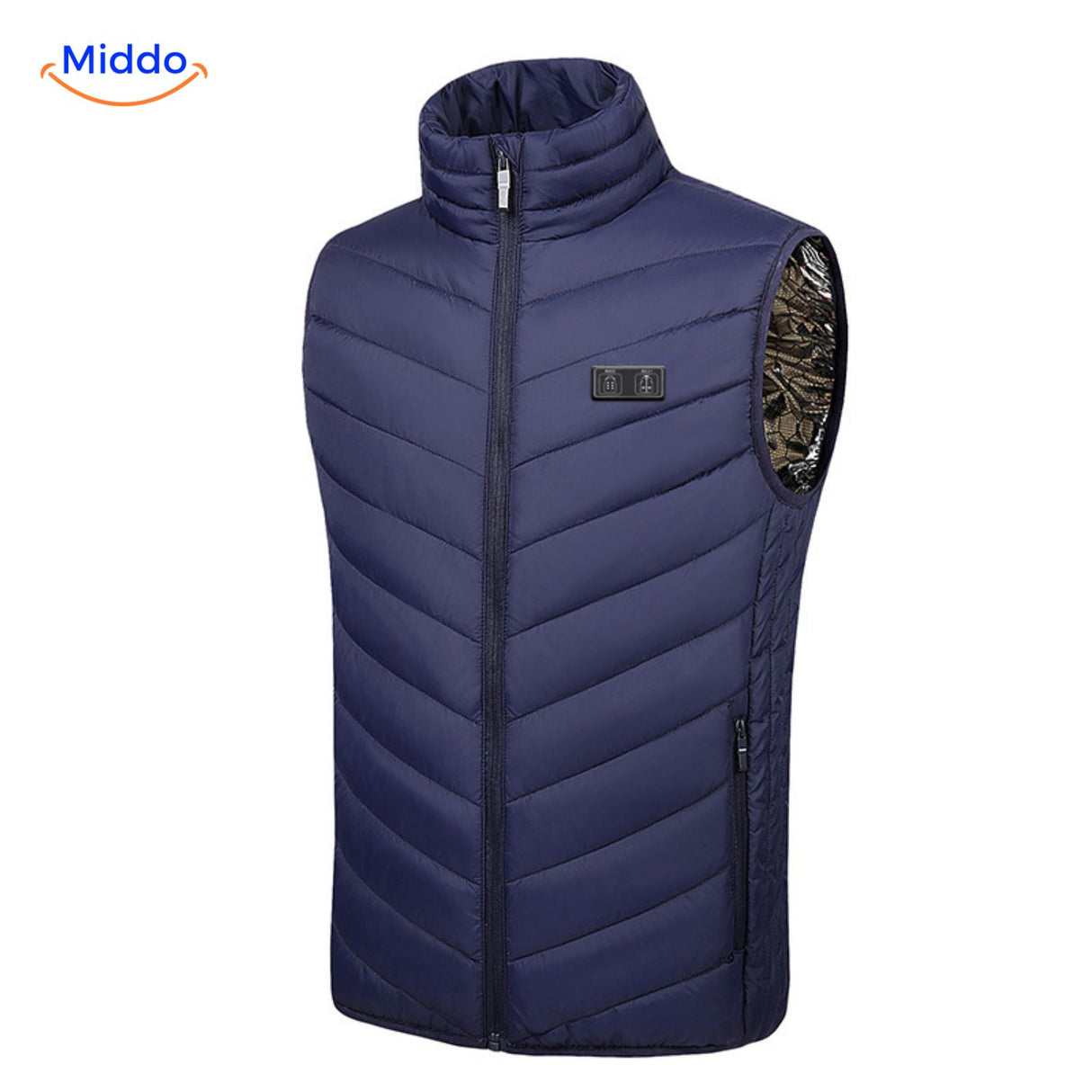 gilet chauffant noir avec zone de chauffage dorsale bien visible dans le dos