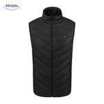 gilet chauffant usb noir modèle basique, zip fermé, vue de face