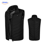 gilet chauffant noir modèle basique porté zip ouvert, intérieur visible