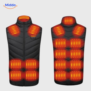 schéma de répartition optimale de la chaleur sur l'ensemble du gilet chauffant rechargeable