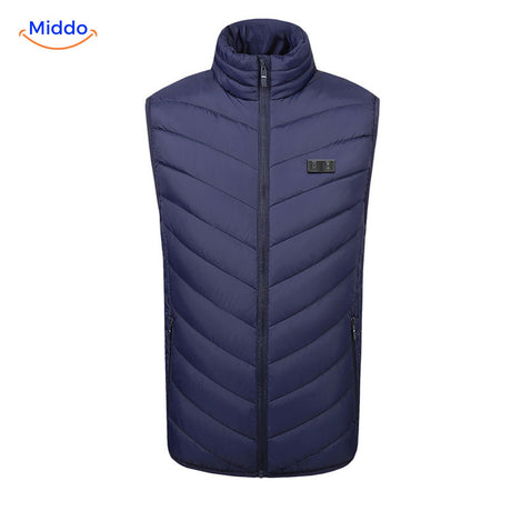 gilet chauffant usb coloris rouge avec les zones de chaleur mises en évidence