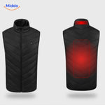 gros plan sur la zone de chauffage au dos du gilet chauffant rechargeable usb