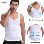 gilet de compression blanc avec soutien poitrine et contrôle du ventre pour homme