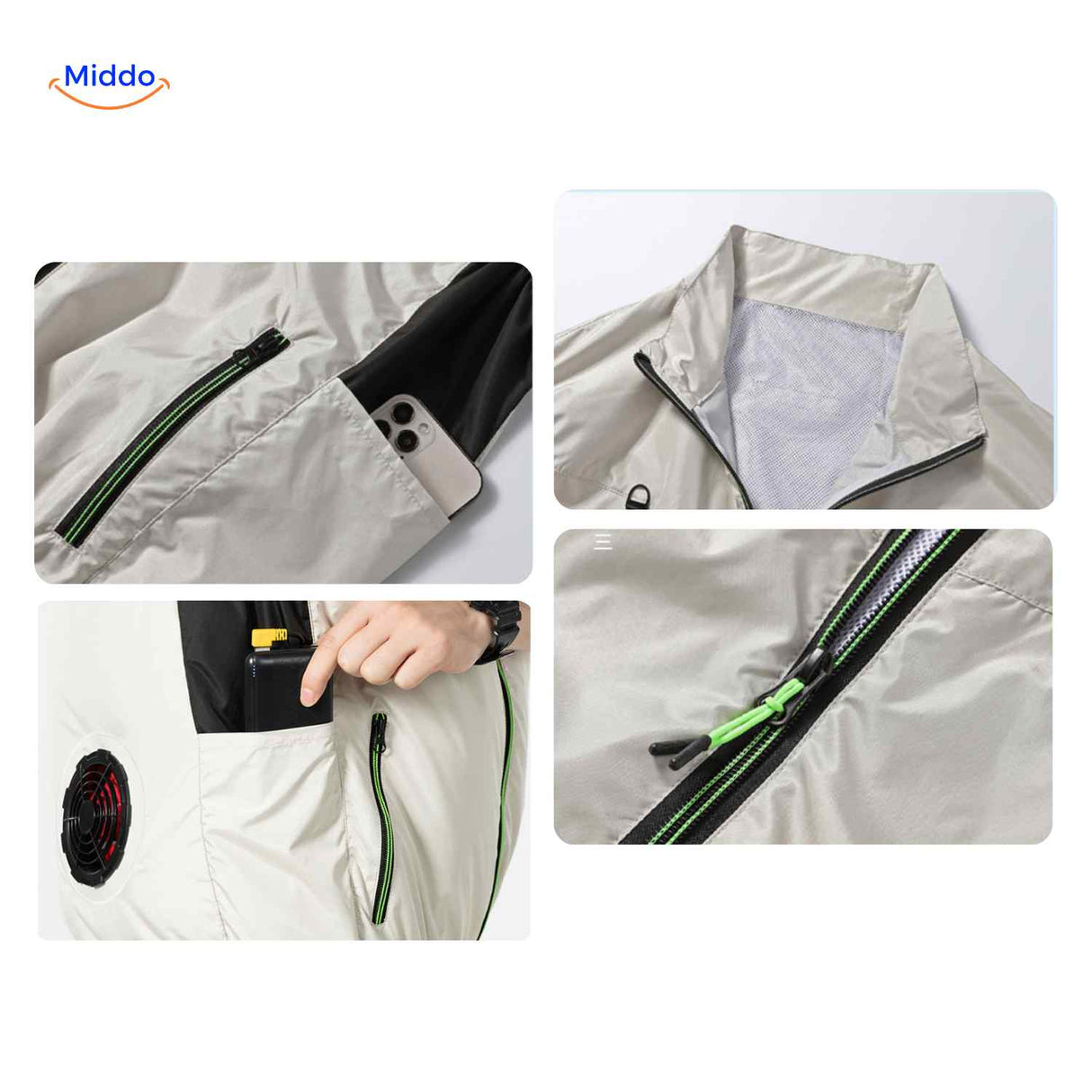 gilet refroidissant avec double ports ventilateur et poches de rangement pratiques