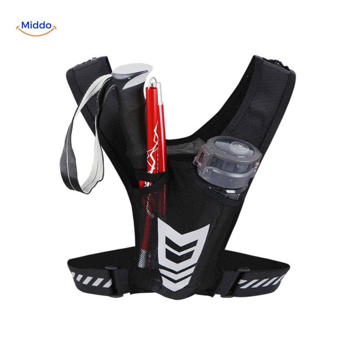 gilet running avec porte-gourde latéral et poches multifonctions pour courir équipé