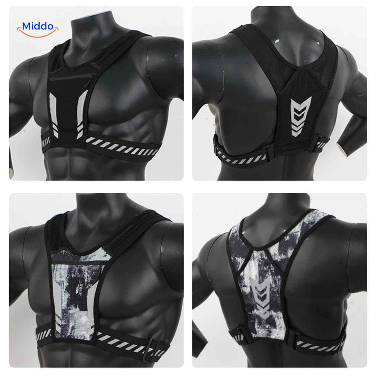 gilet running réfléchissant disponible en plusieurs coloris, vue avant et arrière