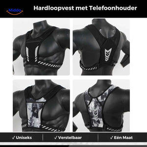gilet de running unisexe réglable avec porte-téléphone pour homme et femme
