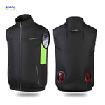 gilet de travail noir avec double ventilateurs integres et design sportif pour un confort maximum