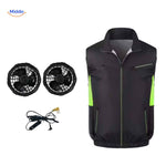 gilet de travail noir et vert avec kit de ventilateurs et systeme de refroidissement actif