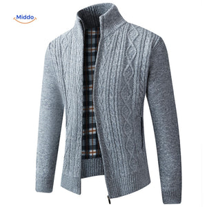 gilet tricoté doublé et chaud pour homme, coloris bleu-gris