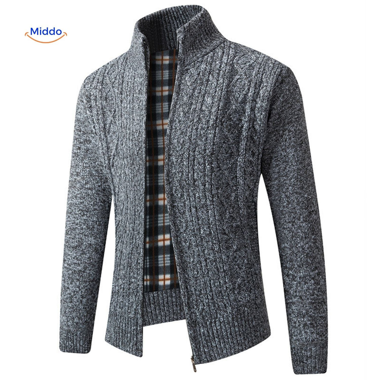 gilet tricoté doublé et chaud pour homme, coloris gris foncé