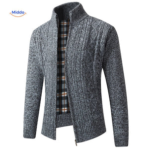 gilet tricoté doublé et chaud pour homme, coloris gris foncé