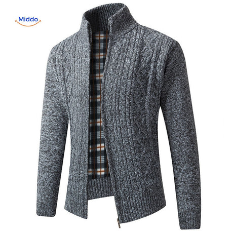 gilet tricoté doublé et chaud pour homme, coloris gris foncé