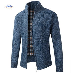 gilet tricoté doublé et chaud pour homme, ouvert vue de côté