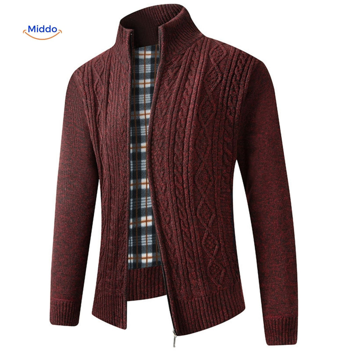 gilet tricoté doublé et chaud pour homme, coloris rouge