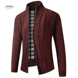 gilet tricoté doublé et chaud pour homme, coloris rouge