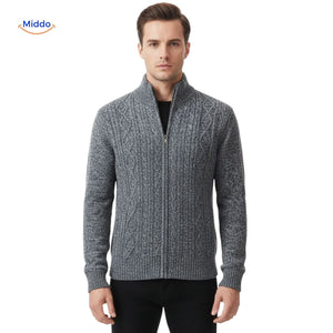 gilet tricoté homme vue complète de face, coloris gris foncé