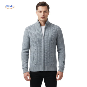 gilet tricoté homme vue complète de face, coloris gris