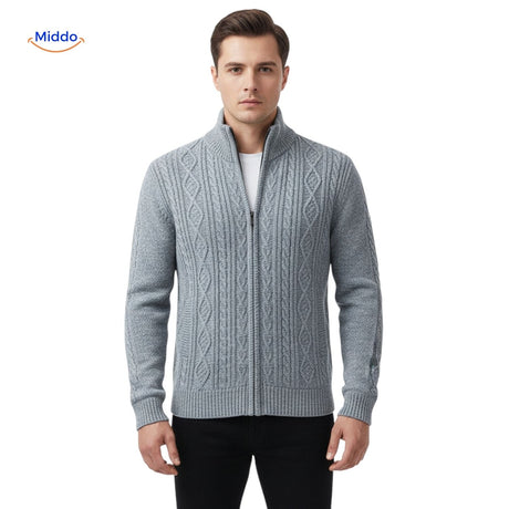 gilet tricoté homme vue complète de face, coloris gris