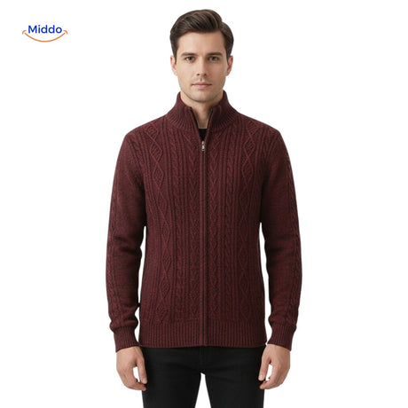 gilet tricoté homme vue complète de face, coloris rouge
