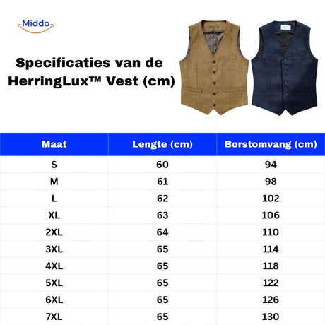 guide des tailles et spécifications du gilet tweed chevron pour choisir la bonne taille