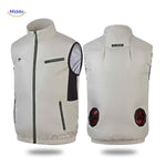 gilet ventile blanc avec double sorties de ventilateur et tissu leger pour une fraicheur optimale