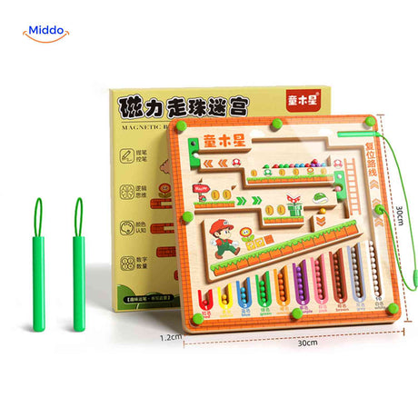 grand labyrinthe en bois avec billes magnétiques colorées, jeu éducatif pour enfants