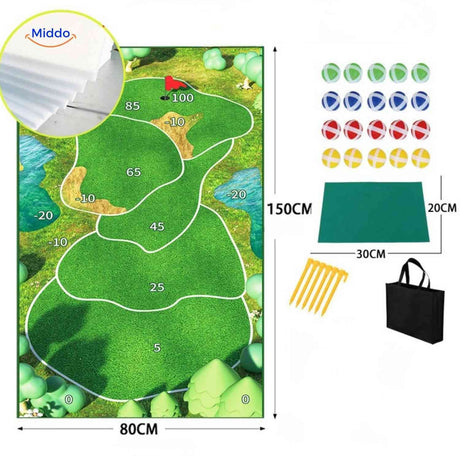 grand tapis de golf avec zones de score colorées pour pratiquer en famille