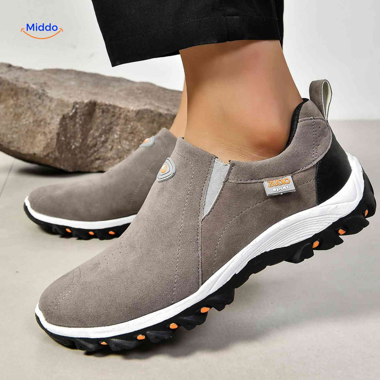 Chaussures homme Stridex à enfiler en suède, gris, vue 32