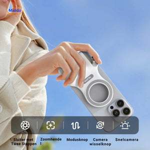 poignée de photographie bluetooth avec boutons de zoom et de sélection de mode intégrés